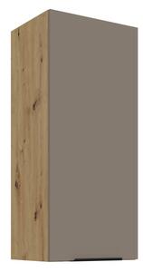 Vysoká horná skrinka LUNARA - šírka 40 cm, tmavo béžová / dub artisan