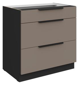 Dolná šuplíková skrinka LUNARA - šírka 80 cm, tmavo béžová / čierna