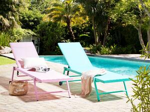 Záhradné ležadlo ružové s kolieskami, hliníkové s textilným poťahom, nastaviteľným operadlom, moderný balkón záhrada terasa