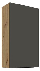 Vysoká horná kuchynská skrinka LUNARA - šírka 60 cm, grafit / dub artisan