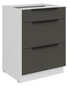 Šuplíková skrinka LUNARA - šírka 60 cm, grafit / biela