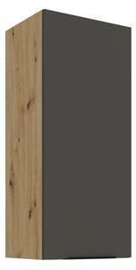 Vysoká horná skrinka LUNARA - šírka 40 cm, grafit / dub artisan