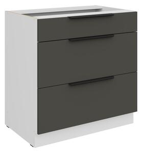 Dolná šuplíková skrinka LUNARA - šírka 80 cm, grafit / biela