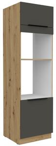 Skriňa na vstavané spotrebiče LUNARA - šírka 60 cm, grafit / dub artisan