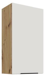 Vysoká horná skrinka LUNARA - šírka 50 cm, biela / dub artisan