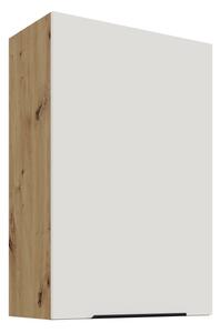 Vysoká horná skrinka LUNARA - šírka 60 cm, biela / dub artisan