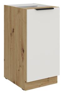 Dolná jednodverová skrinka LUNARA - šírka 40 cm, biela / dub artisan