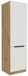 Skriňa na vstavanú chladničku LUNARA - šírka 60 cm, biela / dub artisan