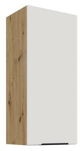 Vysoká horná skrinka LUNARA - šírka 40 cm, biela / dub artisan