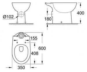 Grohe Bau Ceramic stojaca WC misa rovný odtok alpská biela 39428000
