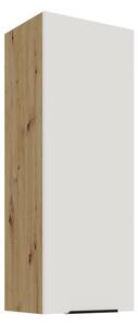 Vysoká horná kuchynská skrinka LUNARA - šírka 40 cm, biela / dub artisan