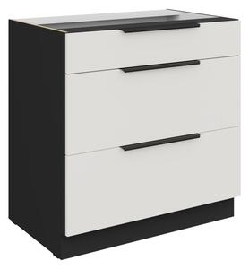 Dolná šuplíková skrinka LUNARA - šírka 80 cm, biela / čierna