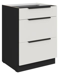 Šuplíková skrinka LUNARA - šírka 60 cm, biela / čierna