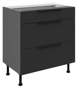 Dolná šuplíková skrinka LUNARA - šírka 80 cm, čierna / antracit