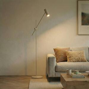 Stojacia lampa Lindby Vilo, béžová, 153 cm, GU10, otočná, Krémová / jantárovo žltá, Obývacia izba / jedáleň, kov, Škandinávsky, Stojaca lampa