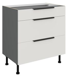 Dolná šuplíková skrinka LUNARA - šírka 80 cm, biela / antracit