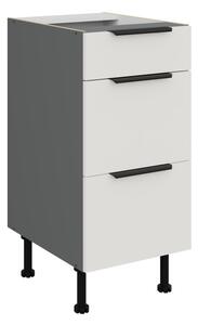 Kuchynská skrinka so šuplíkmi LUNARA - šírka 40 cm, biela / antracit