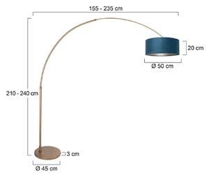 Stojacia lampa Sparkled Light bronzová/modrá, 240 cm, velúr, Hnedá / staromosadz, Obývacia izba / jedáleň, kov, Moderný, Oblúková stojaca lampa