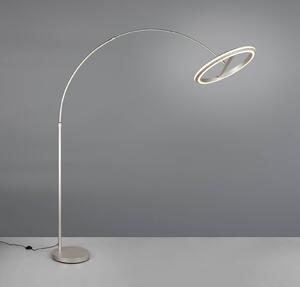 LED stojacia lampa Amador, niklová farba, výška 205 cm, kov, Hliník / sivá / zinok, Obývacia izba / jedáleň, kov, Moderný, Oblúková stojaca lampa