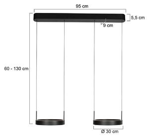 LED závesné svietidlo Mykty, čierna, dĺžka 95 cm, kov, 4-pl., Čierna, Obývacia izba / jedáleň, kov, Moderný, Závesné svietidlo