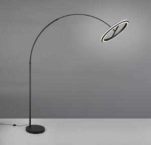 LED stojacia lampa Amador, čierna, výška 205 cm, kov, Čierna, Obývacia izba / jedáleň, kov, Moderný, Oblúková stojaca lampa