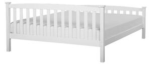 Biela drevená posteľ s rámom 140 x 200 cm, minimalistický škandinávsky dizajn