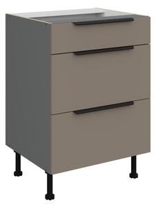Šuplíková skrinka LUNARA - šírka 60 cm, tmavo béžová / antracit