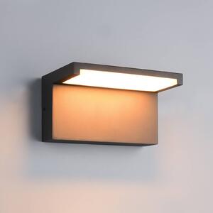 LED vonkajšie nástenné svietidlo Ravi, antracitová, šírka 18 cm, kov, IP65, Čierna, Hliník, Moderný, Nástenné svietidlo