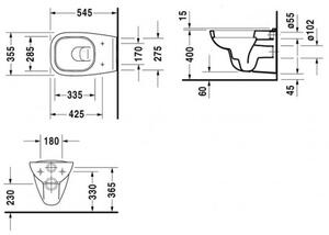 DURAVIT D-CODE set 2v1 závesná WC misa + WC sedátko bez SoftClose 45351900A1