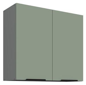 Horná kuchynská skrinka LUNARA - šírka 80 cm, zelená / antracit
