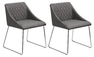 Sada 2 stoličiek šedých z umelej kože so striebornými nohami do obývačky jedálne Moderný štýl minimalistické