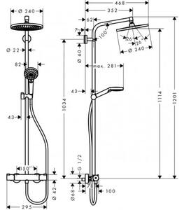 Hansgrohe Crometta sprchový systém S 240 1jet EcoSmart Showerpipe s termostatom chróm 27268000