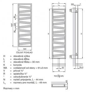 ZEHNDER Kazeane radiátor pre teplovodnú/kombi prevádzku 1567 x 500 mm Black Matt RK-160-050-0557