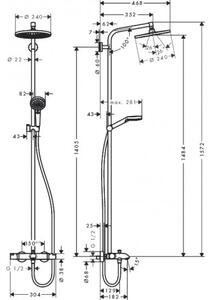 Hansgrohe Crometta sprchový systém S 240 1jet Showerpipe s termostatom k vani chróm, 27320000