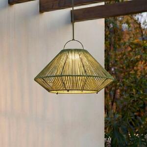 Lindby LED solárna závesná lampa Austas, zelená, Ø 50 cm, USB, IP54, Zelená, Plast, Moderný