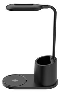 LED Stolná lampa LED/3W/5V s bezdrôtovým nabíjaním čierna