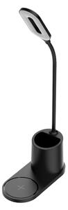 LED Stolná lampa LED/3W/5V s bezdrôtovým nabíjaním čierna