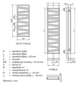 ZEHNDER Kazeane radiátor pre teplovodnú/kombi prevádzku 1266 x 500 mm Black Matt RK-130-050-0557