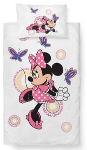 Carbotex Detské obliečky do postieľky Minnie a Motýliky, 100 x 135 cm, 40 x 60 cm