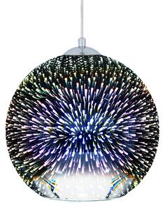 Závesná lampa strieborná sklo reflexná okrúhle tienidlo efekt hviezdice ohňostroj na strop moderný glamour štýl obývačka spálňa