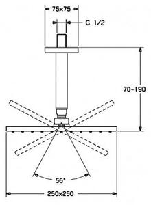 HANSAVIVA stropná hlavová sprcha 250 x 250 mm s vertikálnym sprchovým ramenom, chróm 04190340
