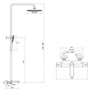 Ravak Termo sprchový stĺp TE 092.00/150 s vaňovým termostatom chróm/biela X070098