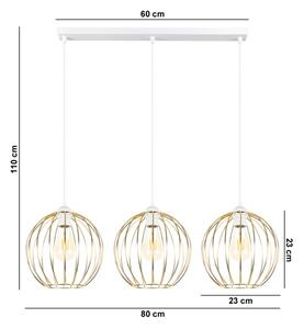 Luster na lanku MATT 3xE27/60W/230V biela/zlatá
