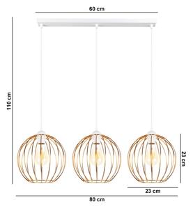 Luster na lanku MATT 3xE27/60W/230V biela/medená