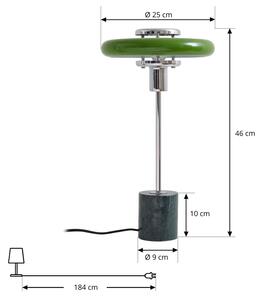 Lindby stolová lampa Branford, retro, zelená, kov/mramor, Zelená, Obývacia izba / jedáleň, kov, Vintage, Stojacie svietidlo