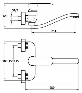 Invena Siros, nástenná drezová batéria, chrómová, BC-90-001-A