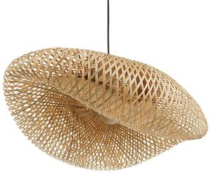 Závesná lampa prírodná svetlé bambusové drevo pletené tienidlo moderný štýl obývačka jedáleň