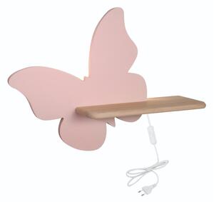 LED Detské nástenné svietidlo s poličkou BUTTERFLY LED/5W/230V ružová/drevo