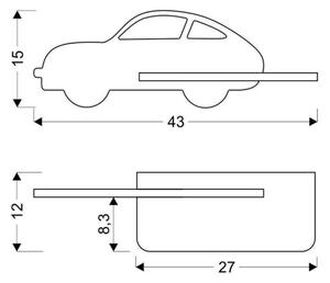 LED Detské nástenné svietidlo s poličkou CAR LED/5W/230V zelená/drevo