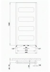P.M.H. radiátor kúpeľňový RETRO 600 x 1200 štruktúrovaný biely RTWE